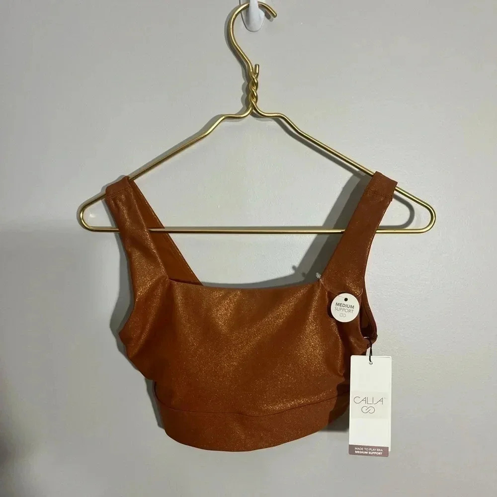 NWT Calia Energize metal shine bra copper size XS